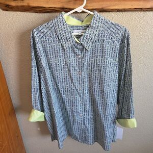 WOMENS FOXCROFT SHAPED FIT WRINKLE FREE 3/4 SLEEVE BUTTON SHIRT TOP SZ 22W NWT